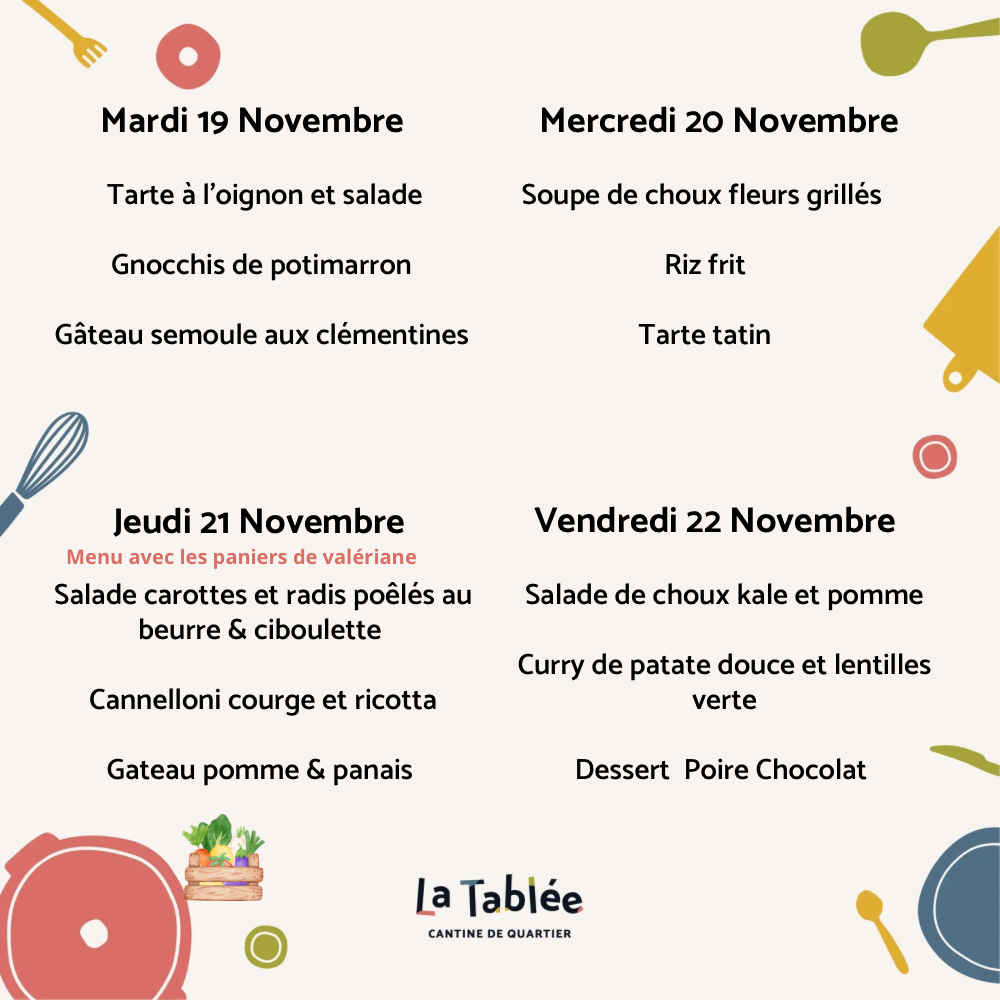 Menu de la semaine