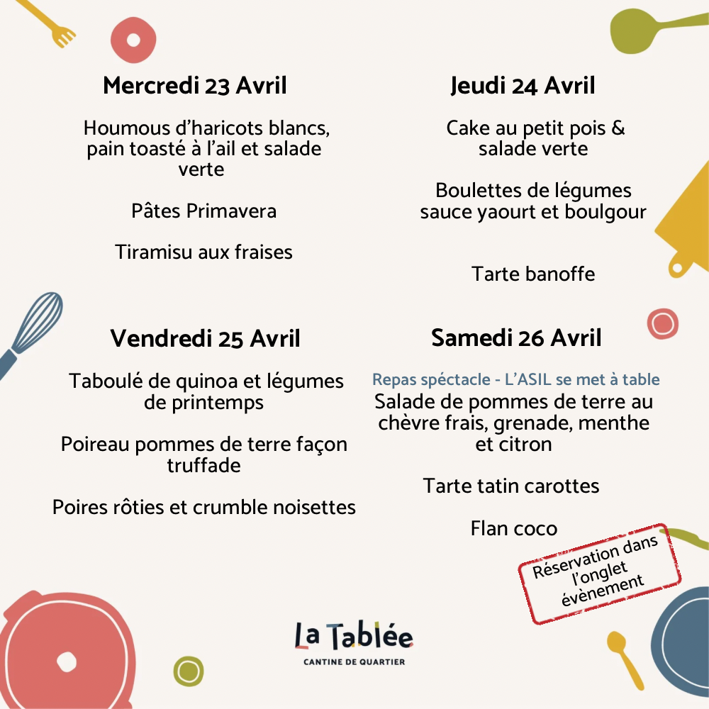 Menu de la semaine