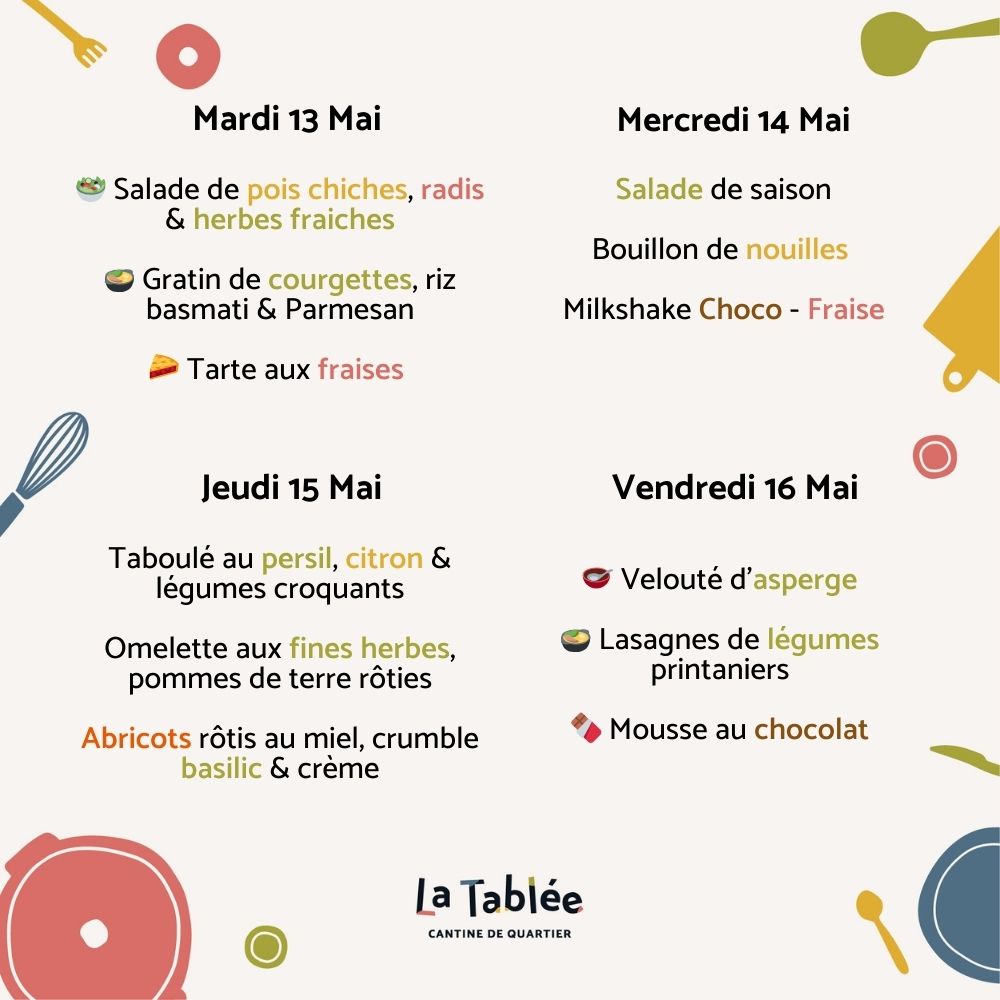 Menu de la semaine