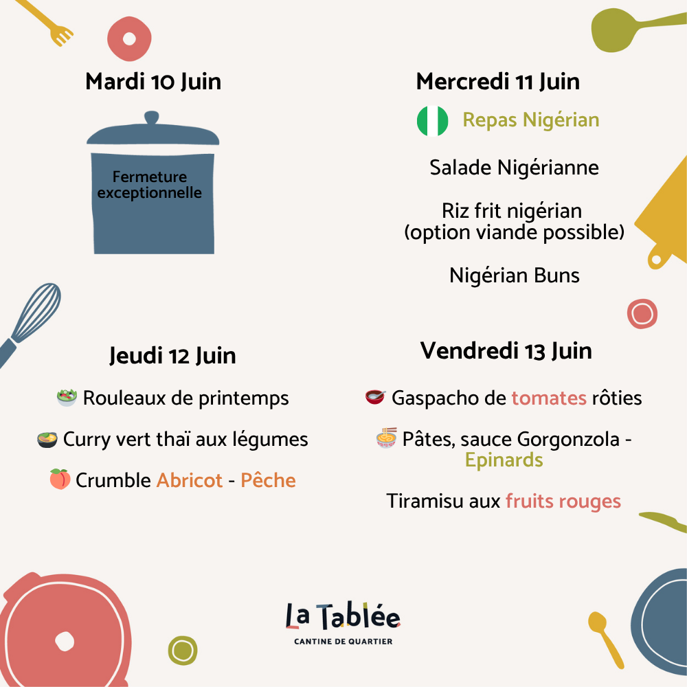 Menu de la semaine