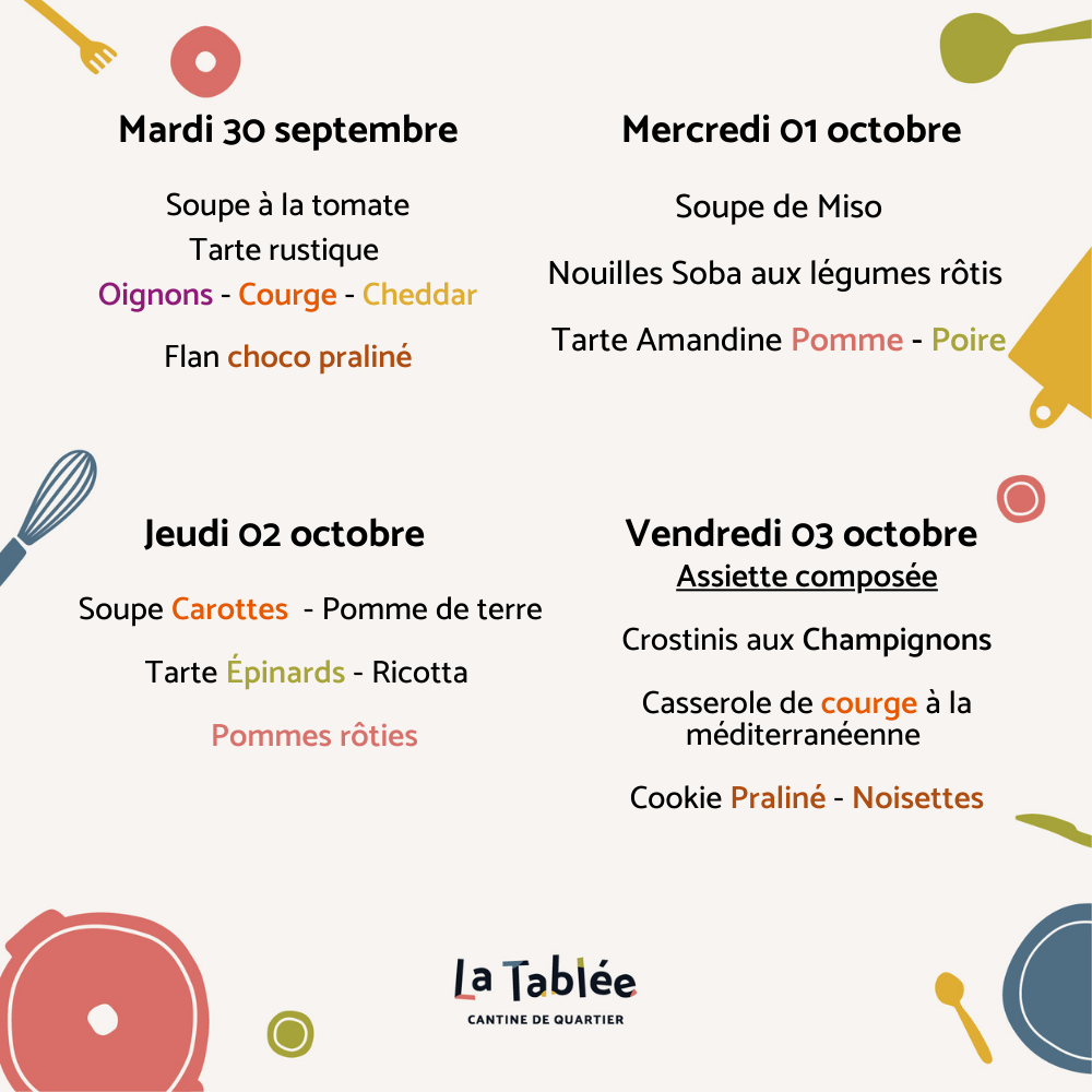 Menu de la semaine