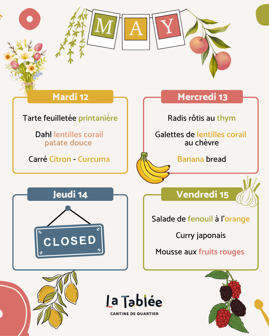 Menu de la semaine