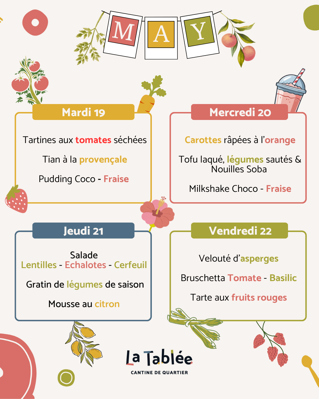 Menu de la semaine