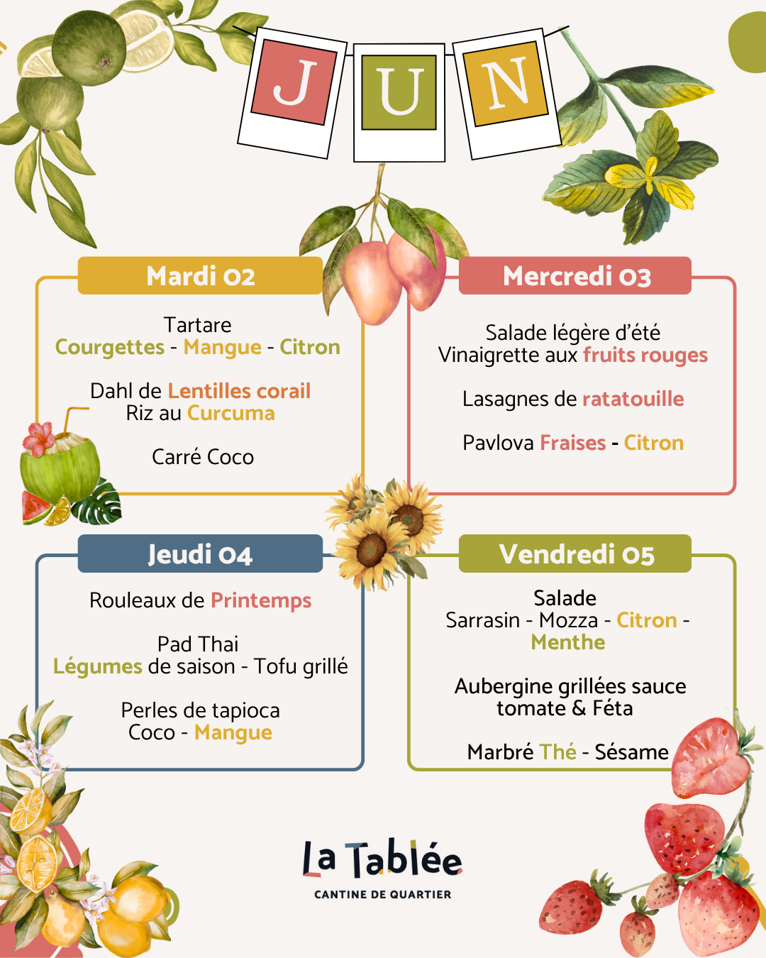 Menu de la semaine