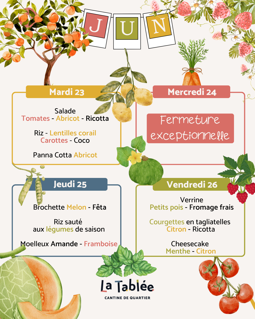 Menu de la semaine