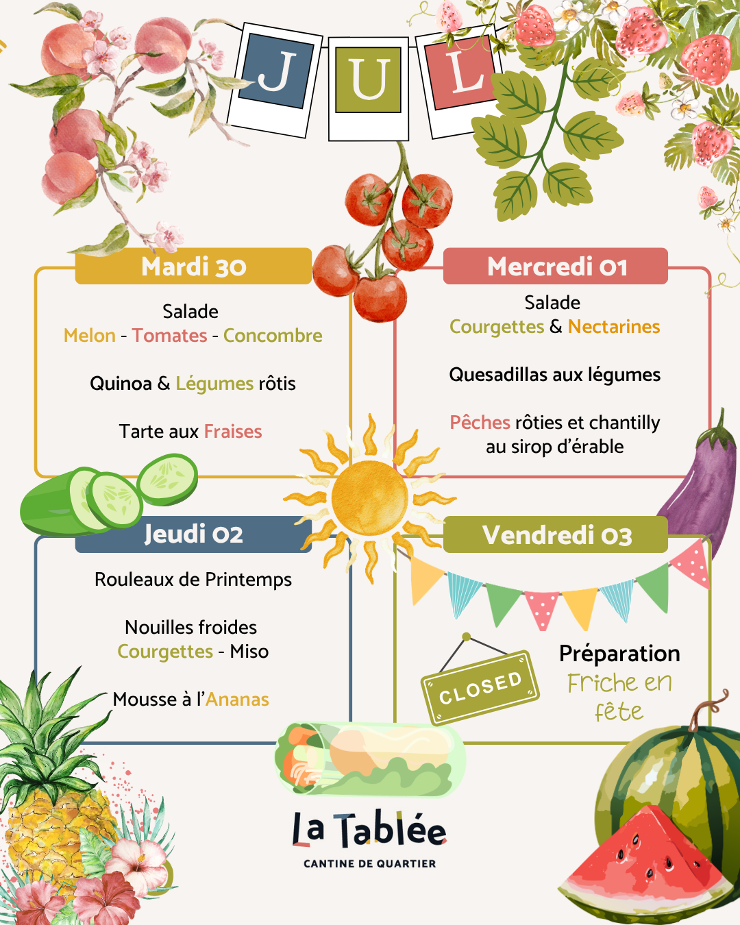 Menu de la semaine