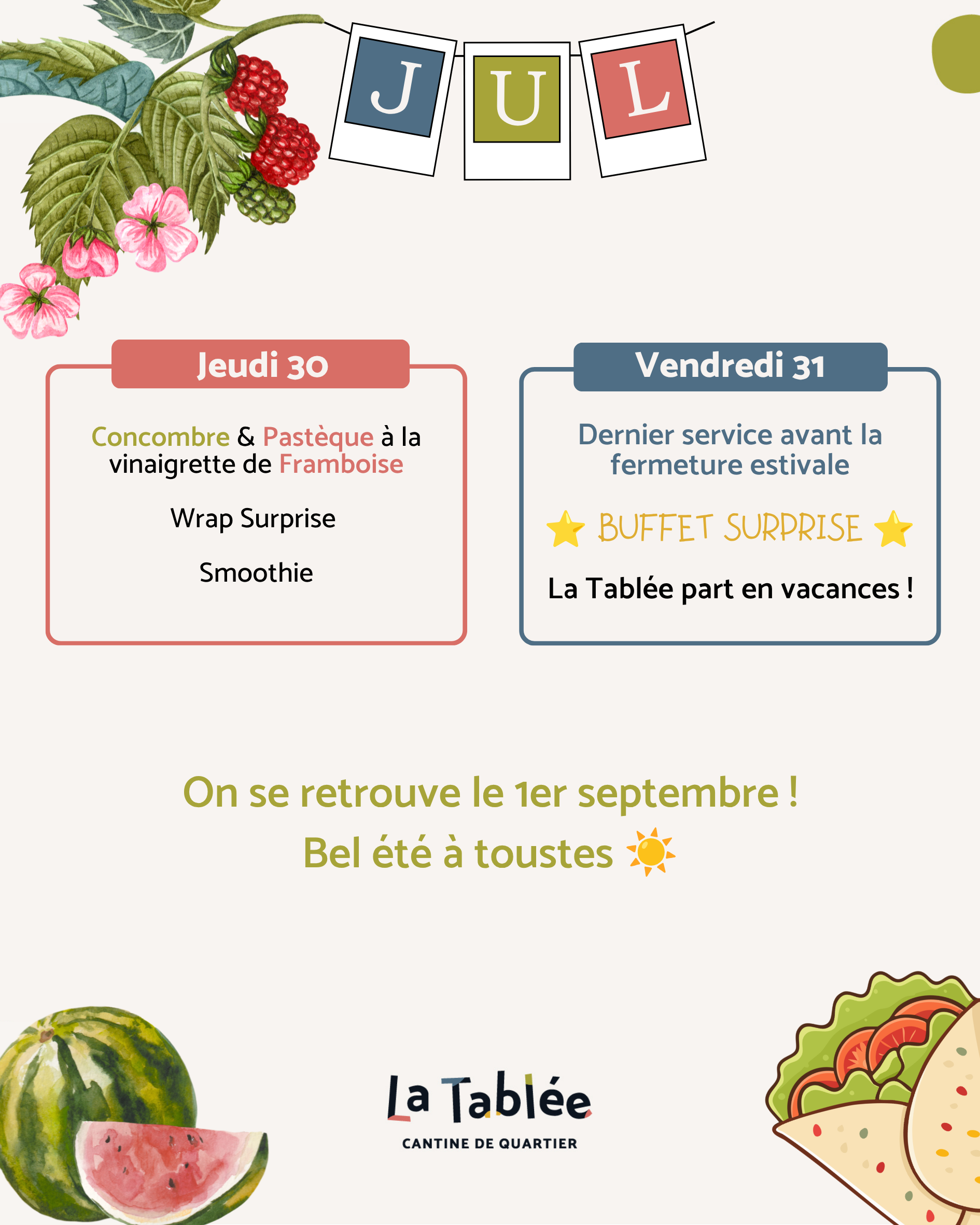 Menu de la semaine