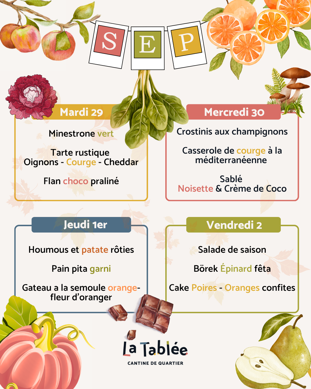 Menu de la semaine
