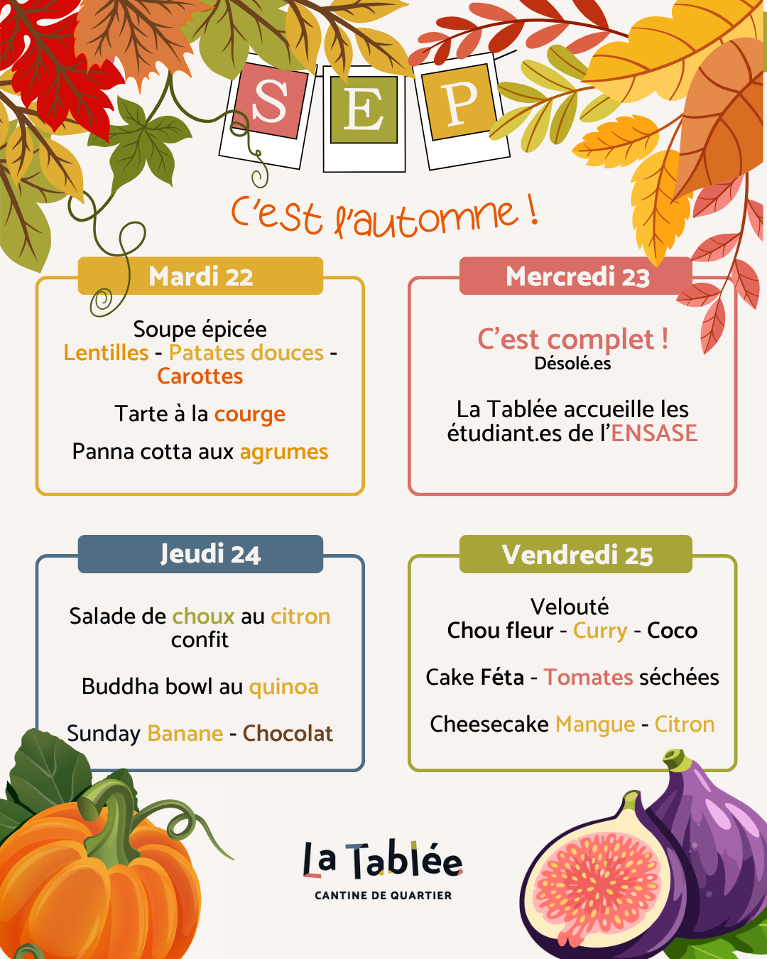 Menu de la semaine