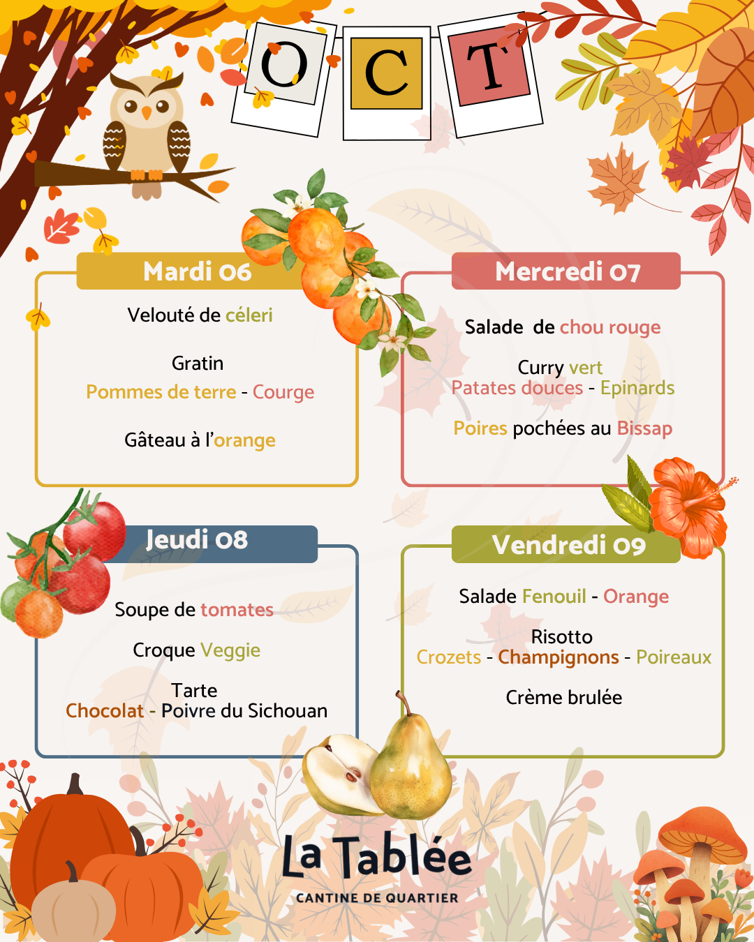 Menu de la semaine