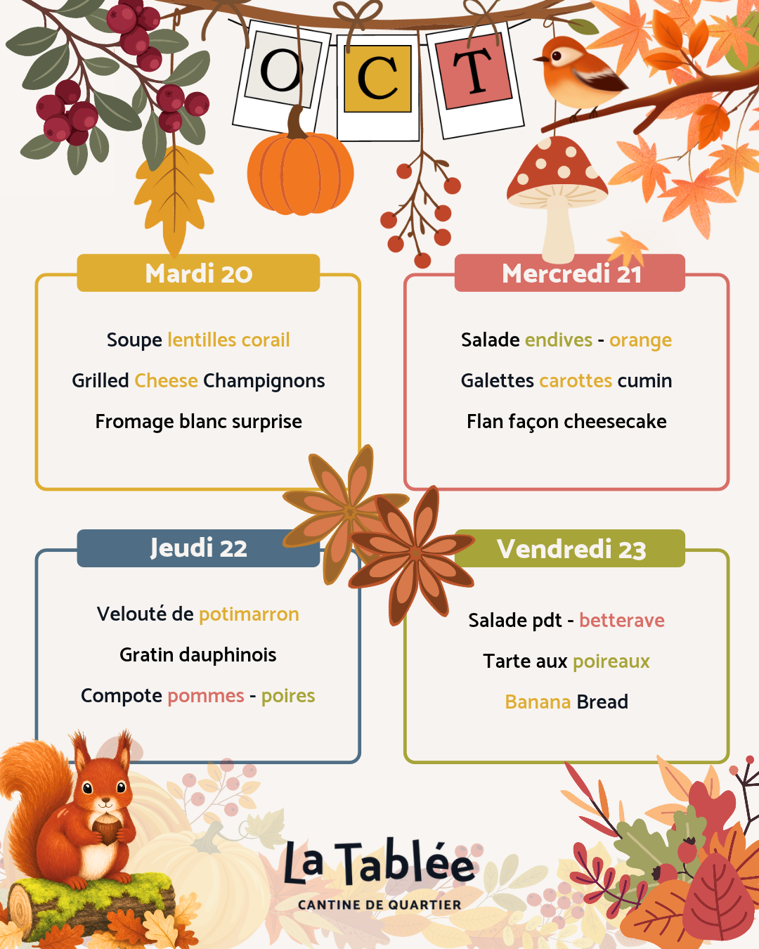Menu de la semaine